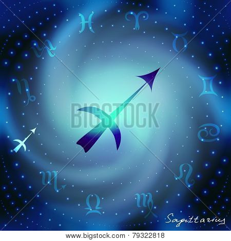 Space spiral with astrological Aquarius symbol