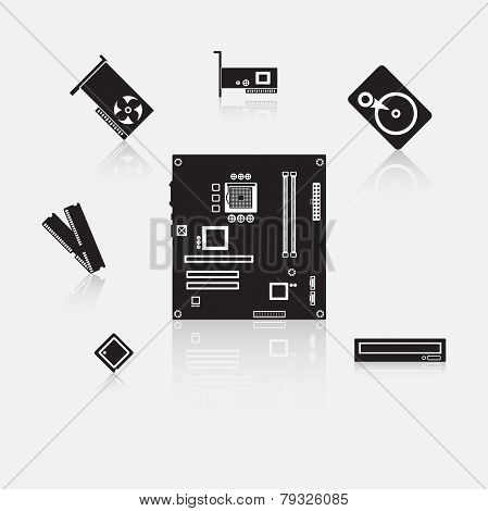 Set of computer components.