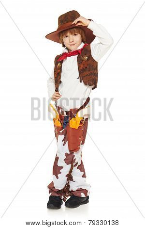 Little boy cowboy welcoming you