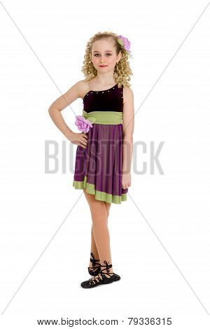 Irish Dancer Girl In Ghillies And Curly Wig