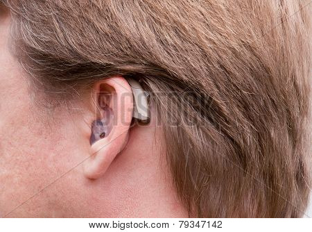 Man Wearing Hearing Aid