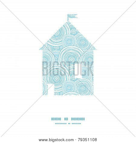 Vector doodle circle water texture house silhouette pattern frame