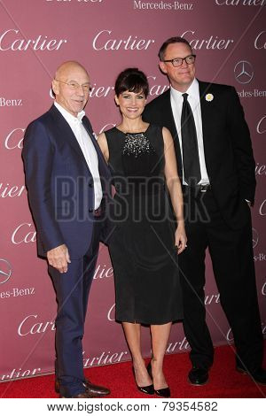 LOS ANGELES - JAN 3:  Patrick Stewart, Carla Gugino, Matthew Lillard at the Palm Springs Film Festival Gala at a Convention Center on January 3, 2014 in Palm Springs, CA