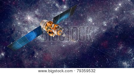 Space satellite orbiting the earth. Elements of this image furnished by NASA.
