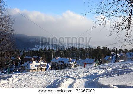 Mountain-skier resort.