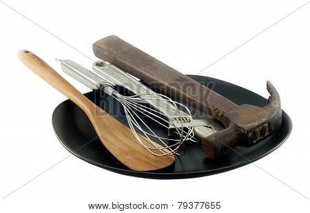 Mixing The Hammer Wrench Turner White Background.