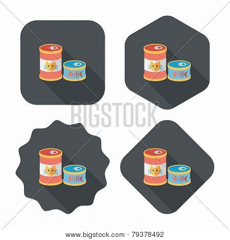 Pet Cat Food Can Flat Icon With Long Shadow,eps10
