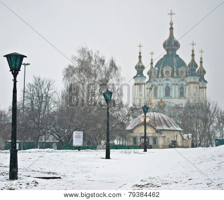 Saint Andrew's Church At The Top Of The Andriyivskyy Descent In Kyiv