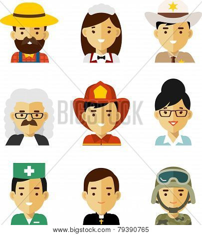 People occupation avatar set in flat style