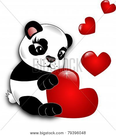 Panda With Hearts