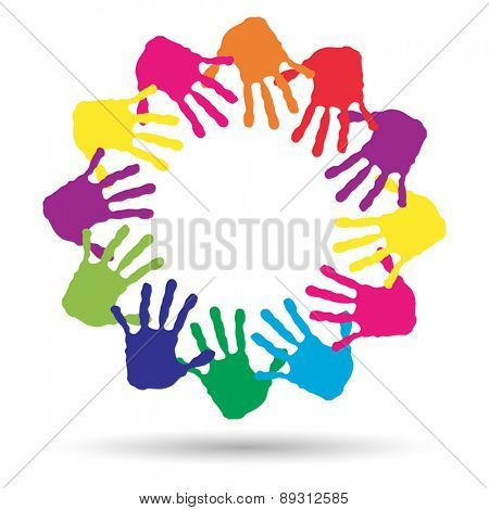 Vector concept or conceptual circle or spiral set made of colorf