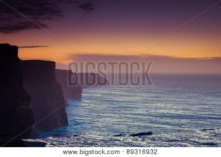 Cliffs Of Moher At Sunset In Co. Clare Ireland Europe.