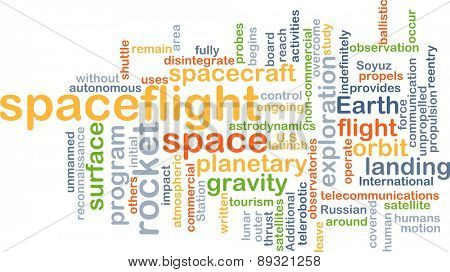 Background concept wordcloud illustration of spaceflight