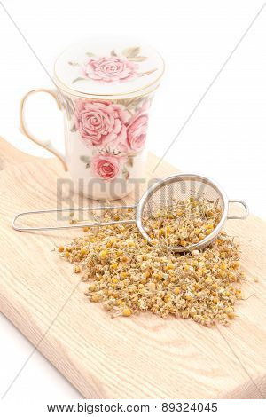 Chamomile Tea Chamomile Tea On The Wooden Table
