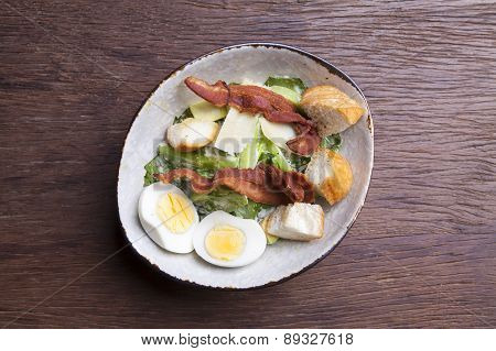 Salad With Bacon Cheese Egg