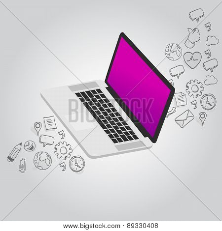 laptop notebook function icon illustration