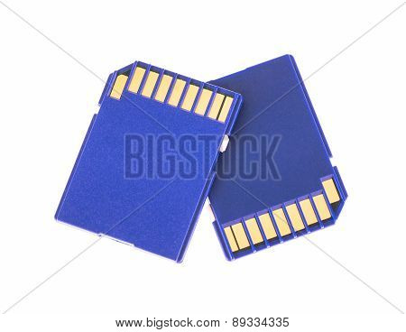 Blue Memory Sd Card Isolated On White Background