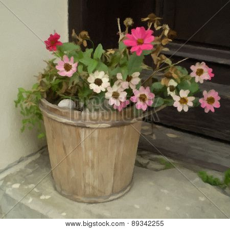 Beautiful Flowers In A Bucket