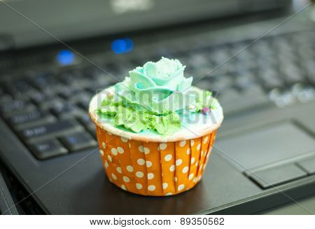 Green Cream Cupcake