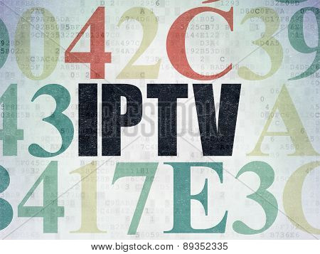 Web design concept: IPTV on Digital Paper background