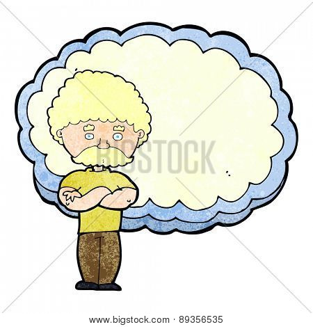 cartoon man with text space cloud