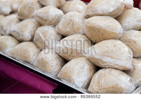 cooking and asian kitchen concept - food sale at street market