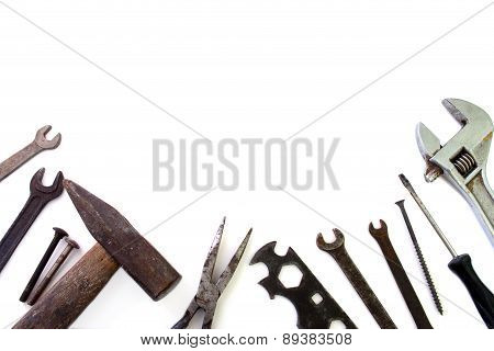 Background Of Building Tools Over White
