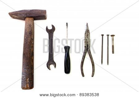 Construction Tools On A White Background