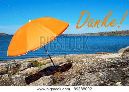 Swedish Coast With German Danke Means Thank You
