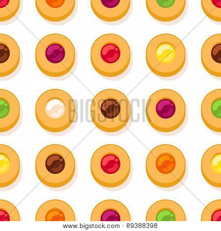 Round jam cookies seamless pattern.