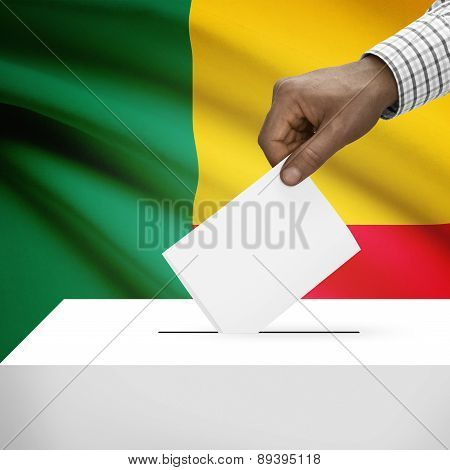 Ballot Box With National Flag On Background - Benin