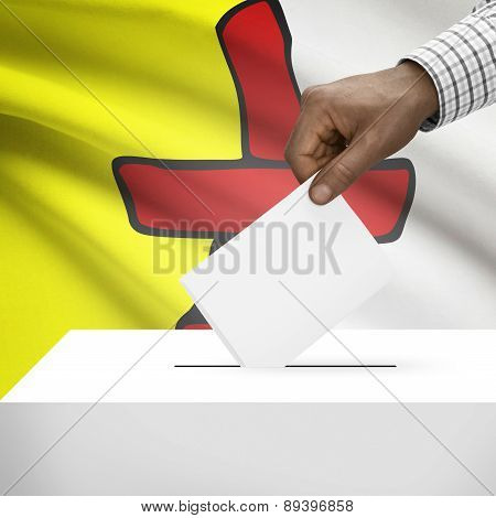 Voting Concept - Ballot Box With Canadian Province Flag On Background - Nunavut
