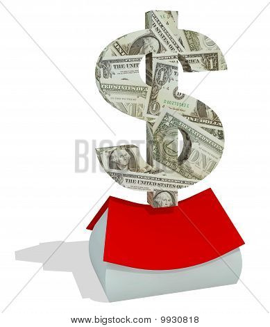 il segno di dollaro schiacciare una casa resi illustrazione