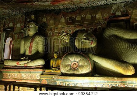 Interior Of Dambulla Golden Temple In Sri Lanka
