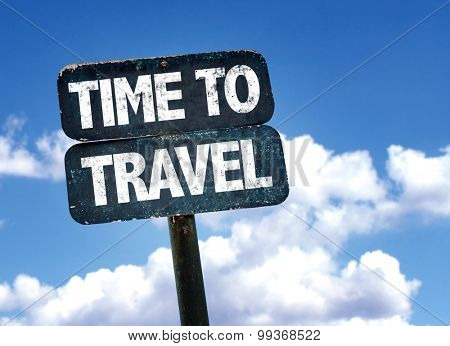 Time To Travel sign with sky background