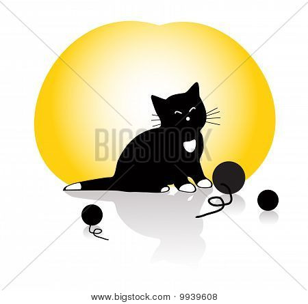 kitten and knitting balls