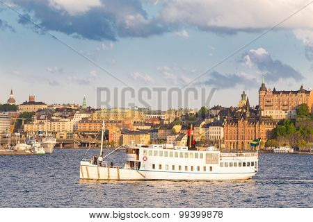 Traditional ferry in Gamla stan, Stockholm, Sweden, Europe.