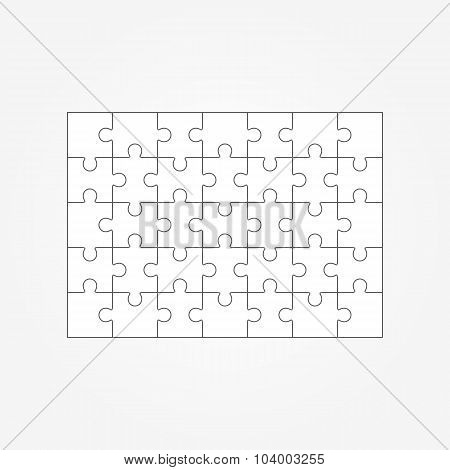 Jigsaw Puzzle Blank 7X5 Elements, Thirty-five Vector Pieces.