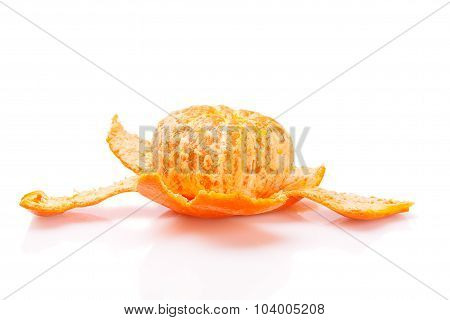 Ripe Tasty Tangerines With Peel Isolated On White
