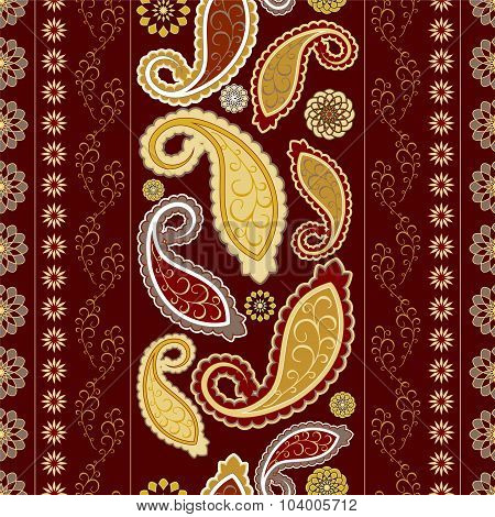 Stock Vector Seamless Floral Oriental Doodle Pattern. Border