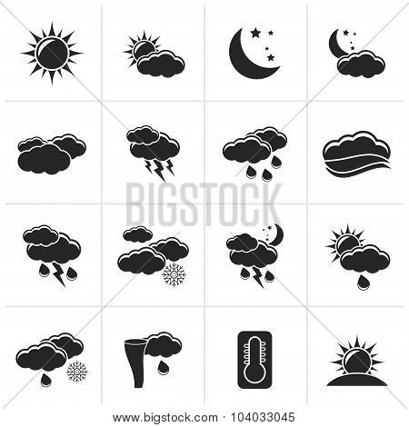 Black Weather and meteorology icons