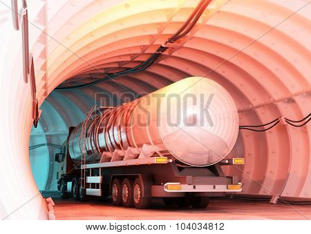 Truck driven by fuel on the road.