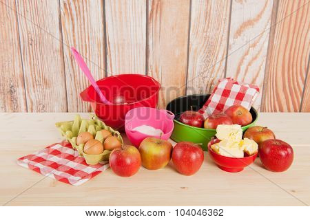 Ingredients for baking apple pie