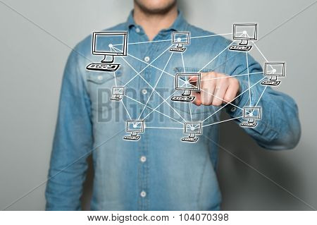 Man Pointing Virtual Network