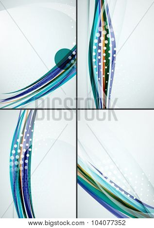 Set of abstract backgrounds. Elegant colorful decorated lines and waves with copyspace for your message. Banner advertising layouts - templates and wallpapers