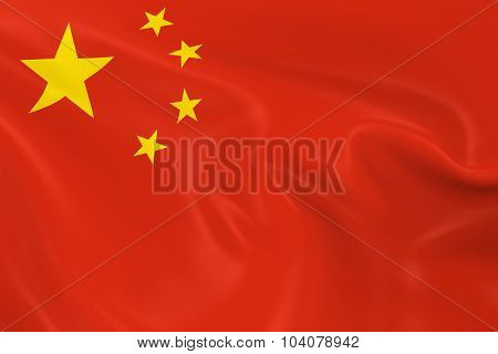 Waving Flag Of China - 3D Render Of The Chinese Flag With Silky Texture