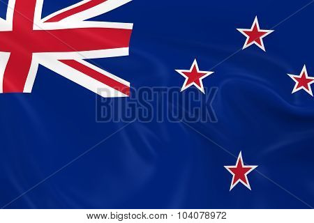 Waving Flag Of New Zealand - 3D Render Of The New Zealand Flag With Silky Texture