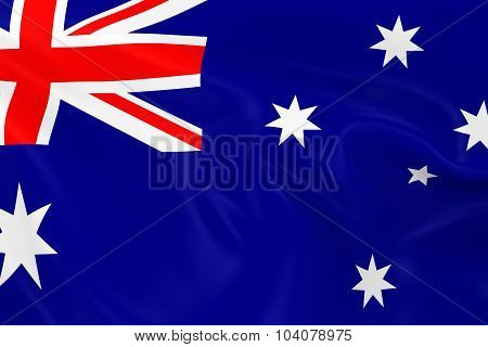 Waving Flag Of Australia - 3D Render Of The Australian Flag With Silky Texture