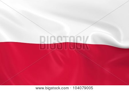 Waving Flag Of Poland - 3D Render Of The Polish Flag With Silky Texture
