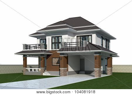 3d render of tropical house